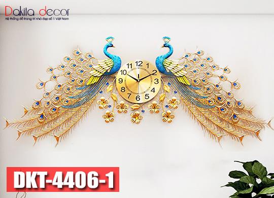 Đồng hồ treo tường trang trí chim công đôi thả sang trọng DKT4406-1