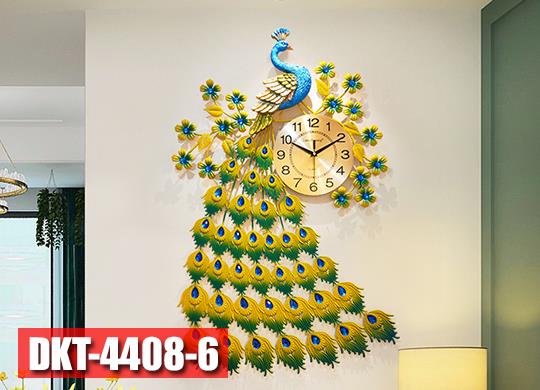 Đồng hồ treo tường trang trí chim công thả đuôi xanh DKT4408-6