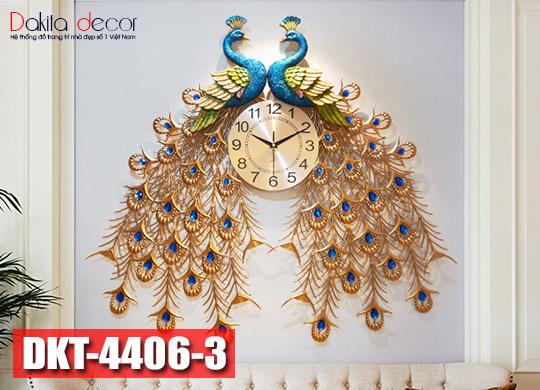 Đồng hồ treo tường trang trí chim công đôi thả đuôi sang trọng DKT4406-3