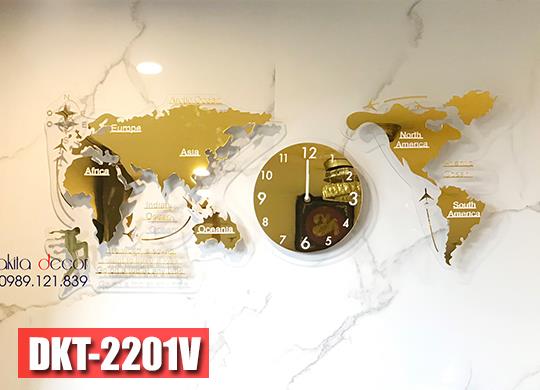 Đồng hồ treo tường trang trí bản đồ vàng DKT2201V