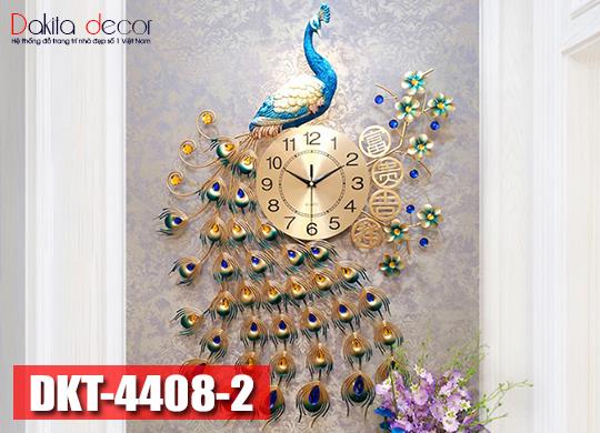 Đồng hồ treo tường trang trí chim công thả đuôi sang trọng DKT4408-2