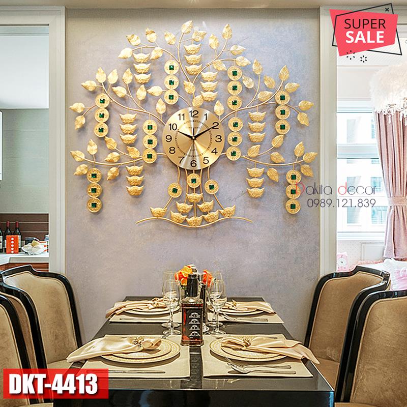 Đồng hồ treo tường trang trí cây kim tiền nhỏ DKT4413